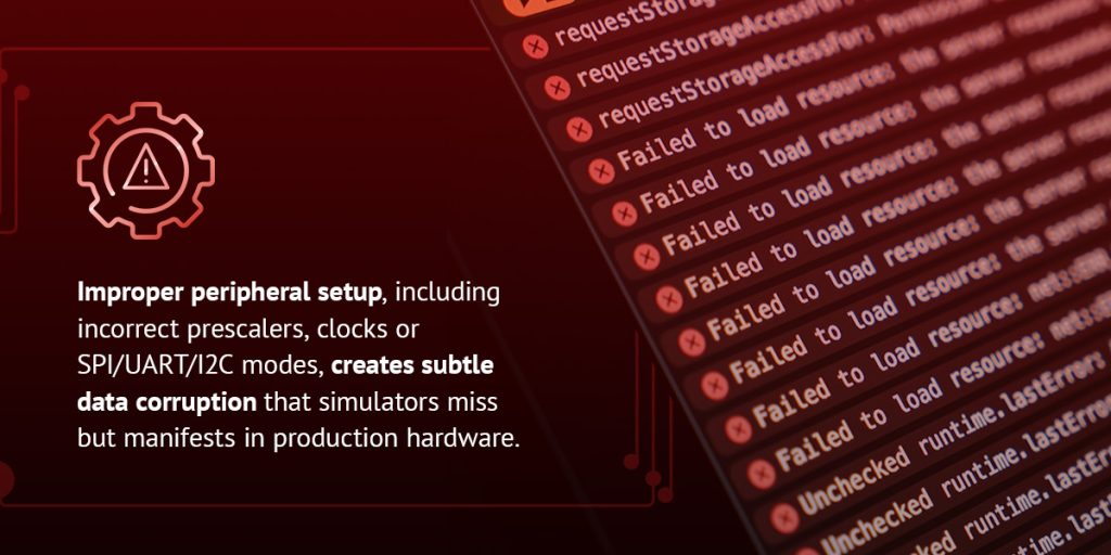Instructions on how to avoid improper peripheral setup for software development